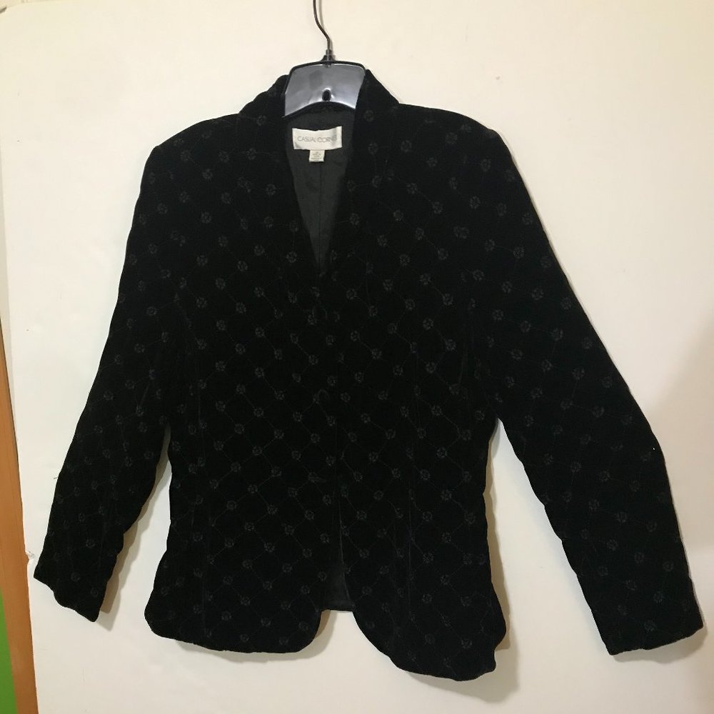 Women's Vintage Black Velour Jacket. Casual Corner, Size 14